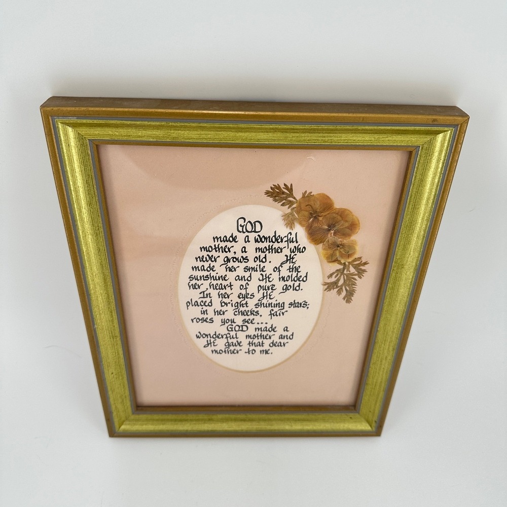 Alice Moore Gallery God Made a Wonderful Mother Pressed Flower Framed Art Gold